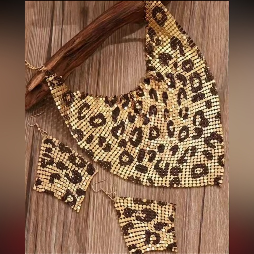 Necklace and dangle earrings Leopard Set NEW! - Picture 4 of 10